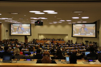Leila Zerrougui presents her annual report to the United Nations General Assembly. Copyrights: OSRSG-CAAC