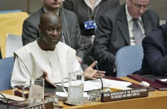 Olara Otunnu, the Special Representative for Children and Armed Conflict, at the Security Council on the day of the adoption of Resolution 1612. Copyrights: UN Photo